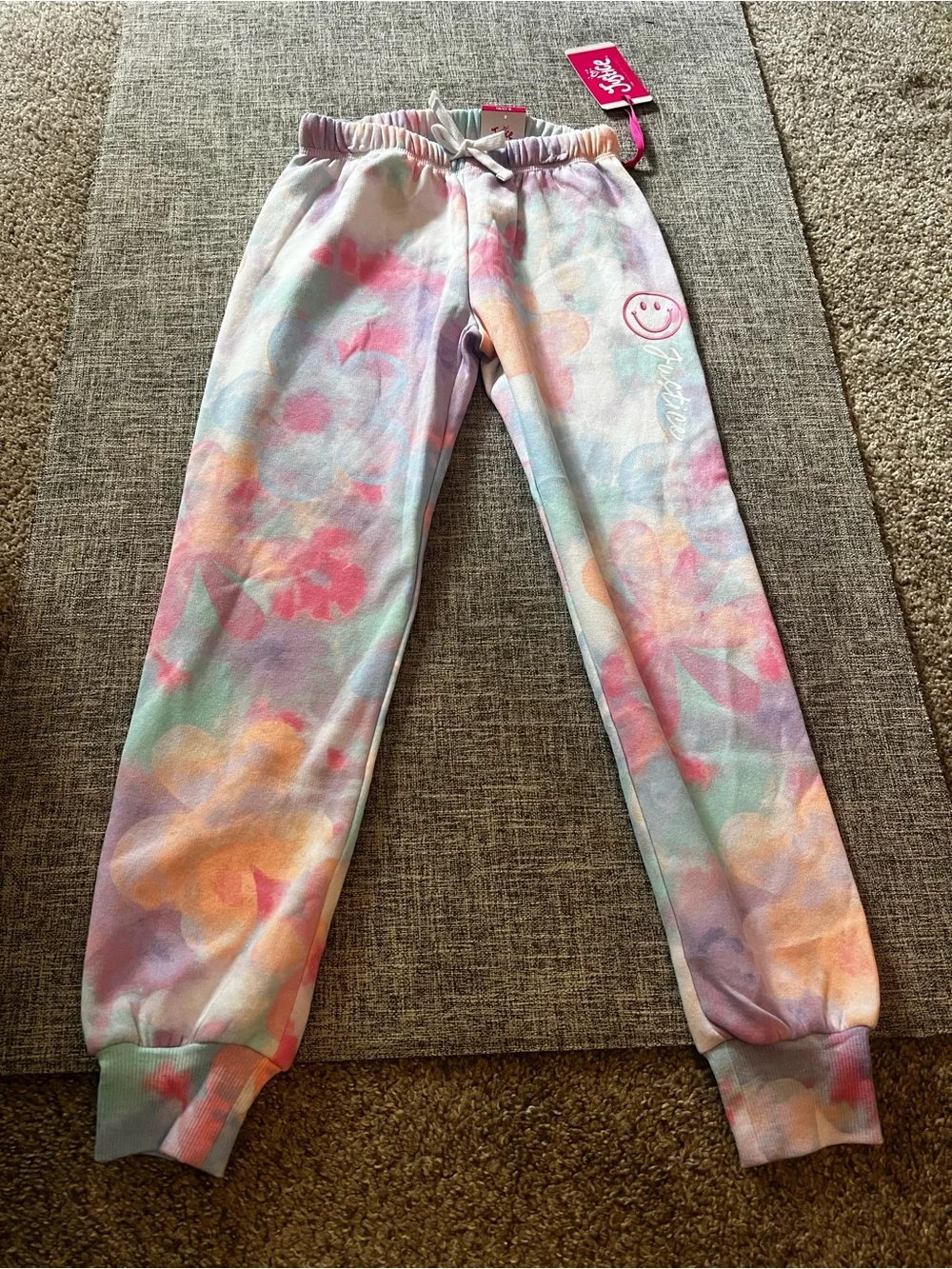 Justice Girls S 7/8 EDF Floral Jogger Sweatpants Pastel NWT